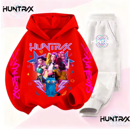 KPop Demon Hunters Huntrix sweat à capuche enfants dessin animé vêtements filles sweats à capuche pantalons 2 pièces ensemble enfant en bas âge garçons tenues