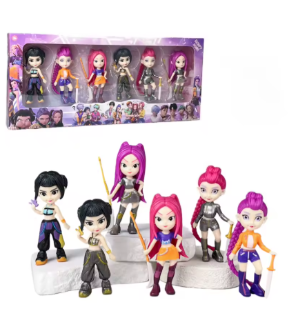 Set de 6, Kpop Devil Hunter Rumi Zoe Mira, collection de personnages bibelots de bureau cadeau du nouvel an pour enfants