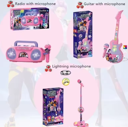 Kpop Demon Music Microphone Jouet pour enfants avec microphone léger Peut jouer des chansons Jouet Cadeaux d'Halloween et de Noël pour les enfants